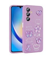 Samsung Galaxy A14 5G Kılıf Kabartma Figürlü Parlak Toys Silikon Kapak (Mor)