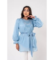 Taş işlemeli Kemer Detaylı Bluz BLZ16086