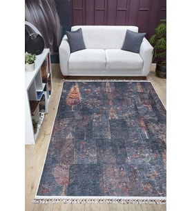 Dijital Kaymaz Yıkanabilir Mavi Eskitme Salon Halısı Mutfak Halısı Koridor Halısı Yolluk HLN5075
