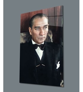 Atatürk Dikey Cam Tablo Hediyelik Büyük Tablo Ev Ofis Dekoru