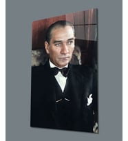 Atatürk Dikey Cam Tablo Hediyelik Büyük Tablo Ev Ofis Dekoru