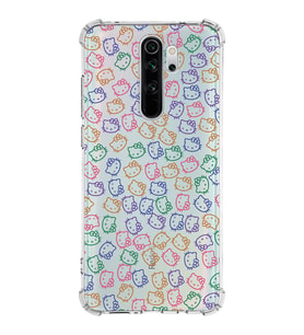 Xiaomi Redmi Note 8 Pro Köşe Korumalı Antişok Kapak Hello Kitty Tasarımlı Şeffaf Silikon Kılıf