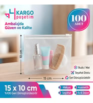 15x10 cm Fermuarlı Buzlu Şeffaf Poşet - Takı, Düğme & Aksesuar Düzenleyici Fermuarlı Torba-100 Adet