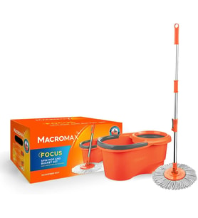 Focus Otomatik Temizlik Seti, Pedalsız Döner Sıkmalı 360 Başlıklı Mikrofiber Paspas
