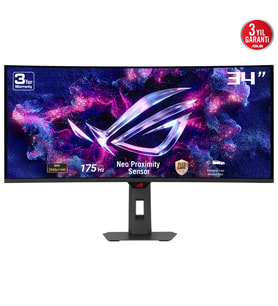 ASUS 34 OLED ROG STRIX XG34WCDG 0.03MS 175HZ HDMI-DP TYPEC Kavisli Gaming Monitör 3840x1440