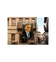 Sivil Mustafa Kemal Atatürk Portresi Poster Bayrak Premium Raşel Kumaş 300x450cm ATA2
