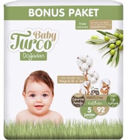 Baby Turco Bebek Bezi Doğadan Beden:5 (12-25KG) Junior 92 Adet Bonus Pk