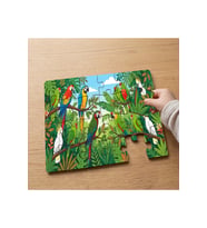 Ormanda Rengarenk Papağanlar Tasarımlı 24 Parça Ahşap Çocuk Puzzle