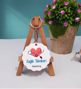 Sağlık Teknikeri Ahşap Anahtarlık