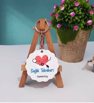 Sağlık Teknikeri Ahşap Anahtarlık