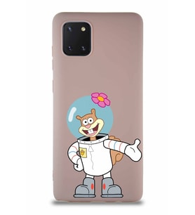Samsung Galaxy A81 Soft Premier Kapak Sandy Tasarımlı Silikon Kılıf - Pudra (Şeffaf)