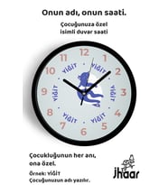 İsme Özel Sevimli Kediler, İkiz Çocuk Odası Duvar Saati Orta Boy 30 cm Siyah Camlı Sessiz