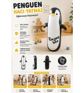 Şişme Boks Hacıyatmaz Penguen Oyuncak – Denge ve Hareket Oyuncağı
