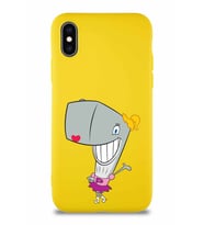 Apple iPhone X Soft Premier Kapak Pearl Yengeç Tasarımlı Silikon Kılıf - Sarı (Şeffaf)