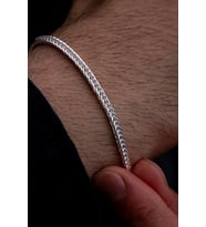 Erkek Gümüş Bileklik - 2mm Beyaz Tilki Kuyruğu Zincir Gümüş Erkek Bileklik