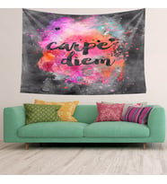 Carpe Diem Toz Bulutu Desen Leke Tutmaz Kadife Kumaş Duvar Örtüsü Duvar Halısı Tapestry (Pembe)