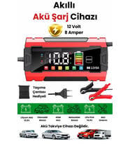 12v 8a Akıllı Akü Şarj Cihazı 12v 8a Lcd Ekranlı Pulse Repair Otomatik Akü Şarj & Desülfatör