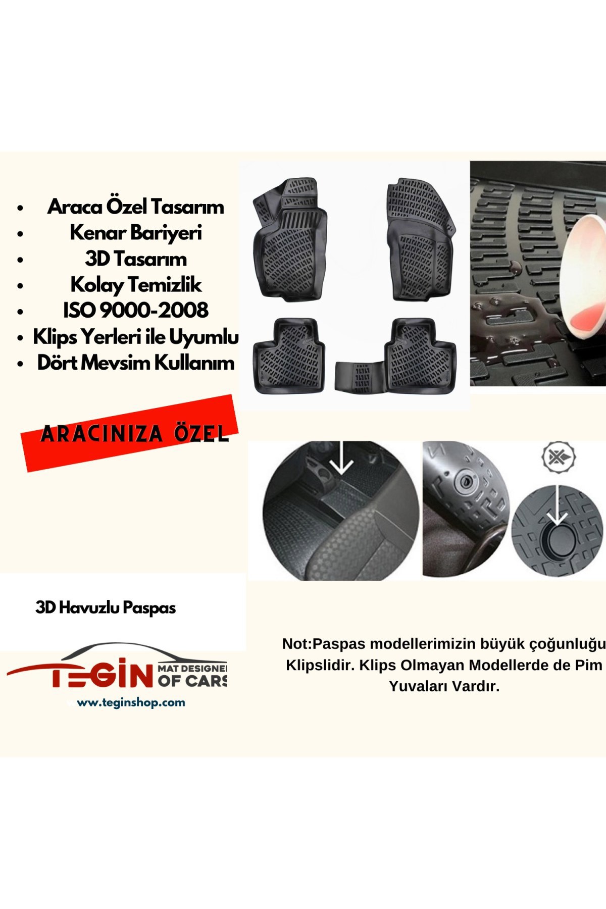 Opel Vectra C 2003 3D Havuzlu Paspas Bej