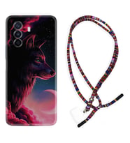 Huawei Nova Y70 Y90 Nova 9 SE  Kılıf Boyun Asklı Rasta Silikon Wolf and Moon 1380