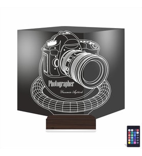 Luvivia Photographer Fotoğraf Makinesi Fotoğrafçı Kişiye Özel 3D Lamba - Masa Gece Lambası
