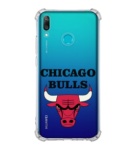 Huawei Y9 2019 Uyumlu Köşe Korumalı Antişok Kapak Chicago Bulls Tasarımlı Şeffaf  Kılıf