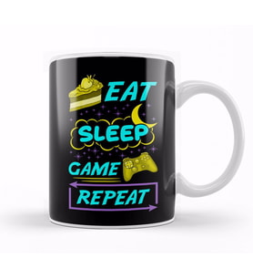 Gamer Eat Sleep Game Repeat Anime Kawaii Gaming Kupa Bardak Porselen