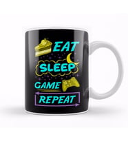 Gamer Eat Sleep Game Repeat Anime Kawaii Gaming Kupa Bardak Porselen