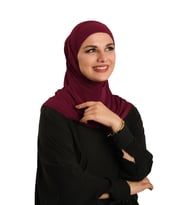 Bordo Pratik Hazır Geçmeli Boru Boneli İkili Tesettür Eşarp Sandy Düz 2501_16