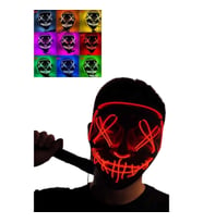 Mey İthalat® Led Işıklı Neon Maske Cadılar Bayramı Maskesi Korkunç Korku Maskesi