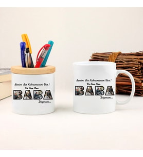 Kişiye Özel Bardak Ve Kalemlik Set