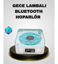 Bluetooth Hoparlörlü Gece Lambası Dijital Saat Ekranlı Su Dalgası Efektli Dekoratif