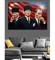 Atatürk Ve Milli Mücadele Liderleri Dekoratif Kanvas - Mdf Ahşap Tablo