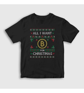 Presmono Unisex Çocuk Siyah Bitcoin For Christmas Yılbaşı T-Shirt 269002tt
