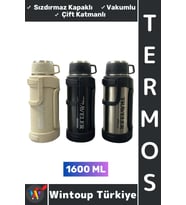 #Termos Gündelik Ofis Kamp Outdoor Piknik Sızdırmaz Kapaklı Çift Katmanlı Vakumlu Mug Termos 1600 ML
