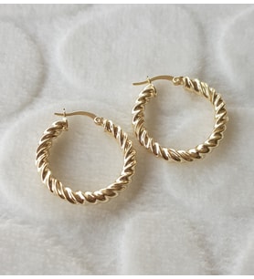 Gold İthal Burgu Halka Gümüş Küpe Çap 2,5 cm