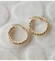 Gold İthal Burgu Halka Gümüş Küpe Çap 2,5 cm