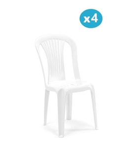 Omnipazar SY-2520 Manolya Plastik Bahçe Sandalye Beyaz 4'lü Set