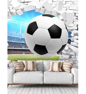 Dreamwall 3D Futbol Topları Desenli Isı Ve Ses Yalıtımlı Sağlıklı Tekstil Duvar Kağıdı (Siyah & Beyaz)