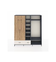 Hyperion Dolap 12 Raflı 2 Çekmeceli 2 Askılı 220x44x243 Antrasit-Çam/Aytaşı