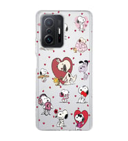 Xiaomi Mi 11T - 11T Pro Uyumlu Snoopy ve Kalp Tasarımlı Şeffaf Telefon Kılıfı