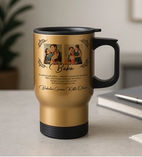 BK Gift Kişiye Özel Fotoğraflı Babalar Günü Tasarımlı Kulplu Çelik Bardak Termos Mug 450ml-5, Babalar Günü Hediye, Babaya Hediye