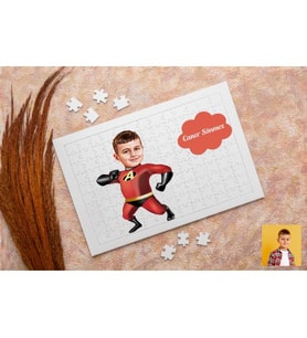 Süper Çocuk Karikatürlü Kişiye Özel Puzzle