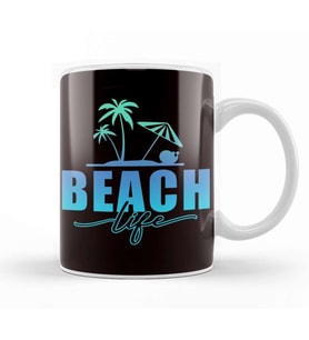 Beach Island Vacation Sunbathing Summer Traveler Sunset Sun Kupa Bardak Porselen