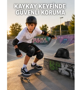 Çocuk Koruyucu Dizlik Dirseklik ve El Bilek Koruyucu Seti 2 Adet Siyah