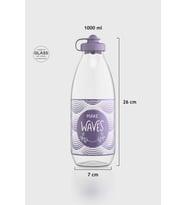 Renga Ufo Yazı Desenli 1000 ml Cam Şişe 182052 Mor