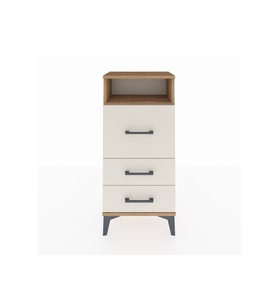 Arges Komodin Tek Raflı 3 Çekmeceli 44x30x96 Çam-Aytaşı