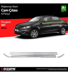 Peugeot 301 Uyumlu Krom Cam Çıtası 6 Parça. 2012 Üzeri (Karışık)