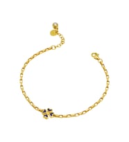 Debora Jewelry 14 Ayar Altın Lacivert Mineli Yonca Bileklik