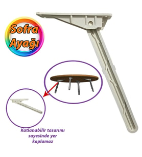 Katlanabilir Beyaz Yer Sofra Ayağı Katlanır Yer Sofrası Sini Altı Plastik Ayak 22 Cm