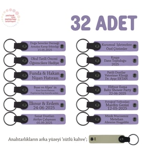 Özel Organizasyonlar İçin Üzerine İsim Ve Yazı Yazılabilen, 32' li Anahtarlık, Mor Menekşe & S Kahve (Lila - Mor)